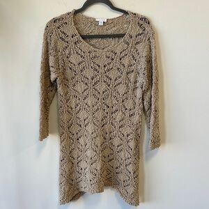 J. Jill Sz Small Missy Taupe Openwork Sweater/Tunic